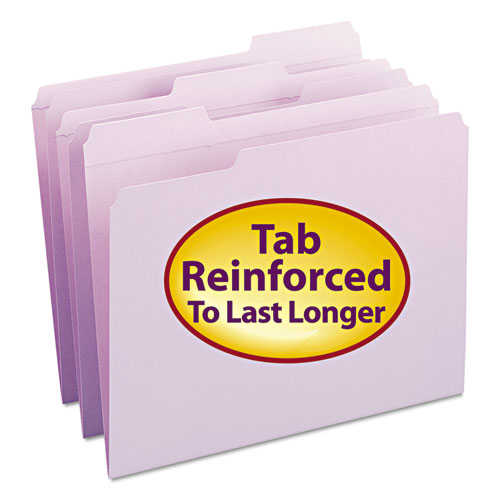 Reinforced Top Tab Colored File Folders, 1-3-cut Tabs, Letter Size, Lavender, 100-box