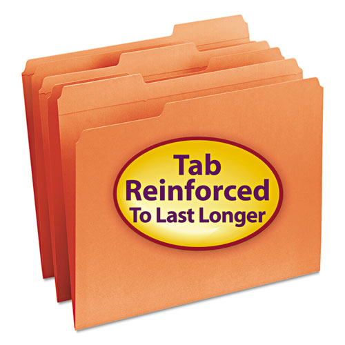 Reinforced Top Tab Colored File Folders, 1-3-cut Tabs, Letter Size, Orange, 100-box