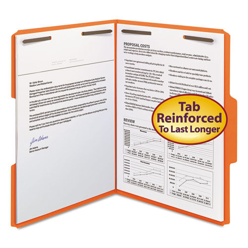 Top Tab Colored 2-fastener Folders, 1-3-cut Tabs, Letter Size, Orange, 50-box