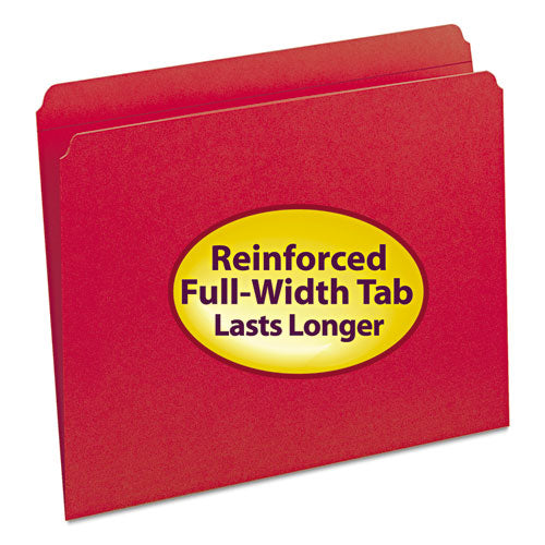Reinforced Top Tab Colored File Folders, Straight Tab, Letter Size, Red, 100-box