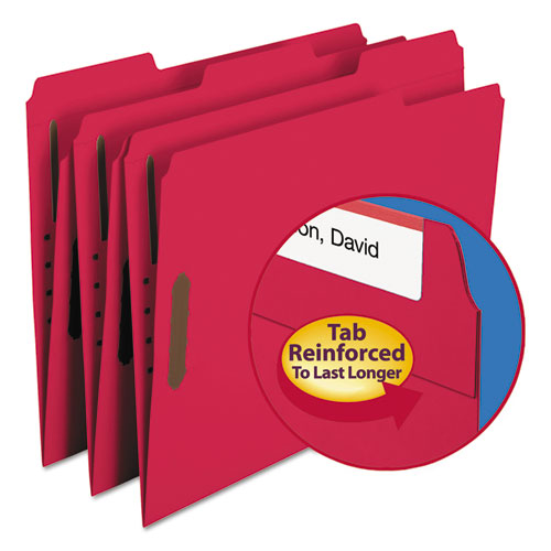 Top Tab Colored 2-fastener Folders, 1-3-cut Tabs, Letter Size, Red, 50-box