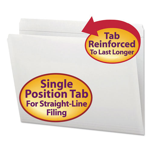 Reinforced Top Tab Colored File Folders, Straight Tab, Letter Size, White, 100-box