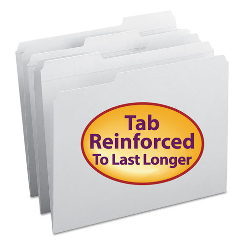 Reinforced Top Tab Colored File Folders, 1-3-cut Tabs, Letter Size, White, 100-box