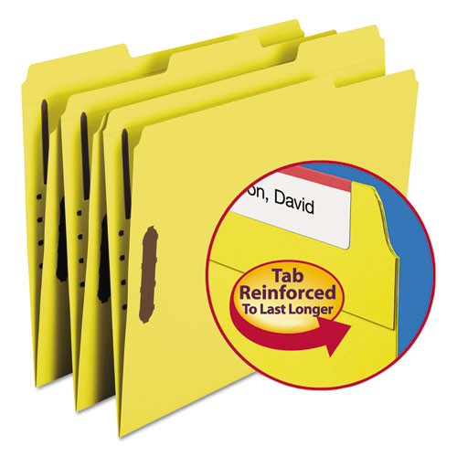 Top Tab Colored 2-fastener Folders, 1-3-cut Tabs, Letter Size, Yellow, 50-box