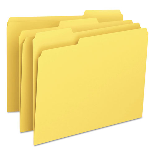 Colored File Folders, 1-3-cut Tabs, Letter Size, Yellow, 100-box