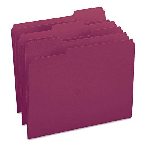 Colored File Folders, 1-3-cut Tabs, Letter Size, Maroon, 100-box
