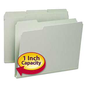 Expanding Recycled Heavy Pressboard Folders, 1-3-cut Tabs, 1" Expansion, Letter Size, Gray-green, 25-box