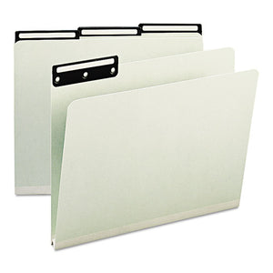 Recycled Heavy Pressboard File Folders With Insertable Metal Tabs, 1-3-cut Tabs, Letter Size, Gray-green, 25-box