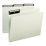 Recycled Heavy Pressboard File Folders With Insertable Metal Tabs, 1-3-cut Tabs, Letter Size, Gray-green, 25-box