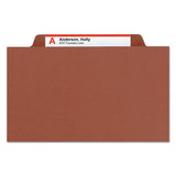 100% Recycled Pressboard Classification Folders, 1 Divider, Letter Size, Red, 10-box