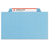 Four-section Pressboard Top Tab Classification Folders With Safeshield Fasteners, 1 Divider, Letter Size, Blue, 10-box