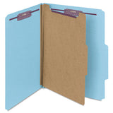 Four-section Pressboard Top Tab Classification Folders With Safeshield Fasteners, 1 Divider, Letter Size, Blue, 10-box