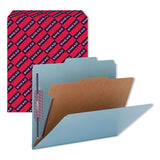 Four-section Pressboard Top Tab Classification Folders With Safeshield Fasteners, 1 Divider, Letter Size, Blue, 10-box