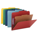 Four-section Pressboard Top Tab Classification Folders With Safeshield Fasteners, 1 Divider, Letter Size, Bright Red, 10-box