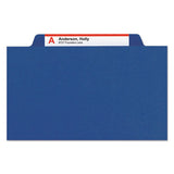 Four-section Pressboard Top Tab Classification Folders With Safeshield Fasteners, 1 Divider, Letter Size, Dark Blue, 10-box