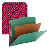 Four-section Pressboard Top Tab Classification Folders With Safeshield Fasteners, 1 Divider, Letter Size, Green, 10-box