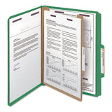 Four-section Pressboard Top Tab Classification Folders With Safeshield Fasteners, 1 Divider, Letter Size, Green, 10-box