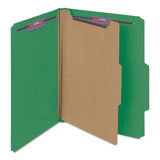 Four-section Pressboard Top Tab Classification Folders With Safeshield Fasteners, 1 Divider, Letter Size, Green, 10-box