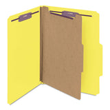 Four-section Pressboard Top Tab Classification Folders With Safeshield Fasteners, 1 Divider, Letter Size, Yellow, 10-box