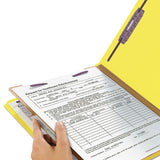 Four-section Pressboard Top Tab Classification Folders With Safeshield Fasteners, 1 Divider, Letter Size, Yellow, 10-box