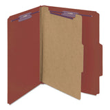 Pressboard Classification Folders With Safeshield Coated Fasteners, 2-5 Cut, 1 Divider, Letter Size, Red, 10-box