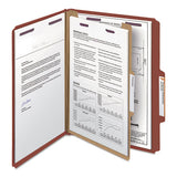 Pressboard Classification Folders With Safeshield Coated Fasteners, 2-5 Cut, 1 Divider, Letter Size, Red, 10-box