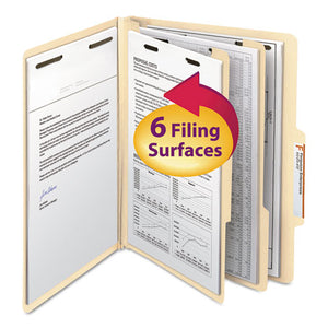 Manila Four- And Six-section Top Tab Classification Folders, 2 Dividers, Letter Size, Manila, 10-box