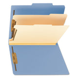Colored Top Tab Classification Folders, 2 Dividers, Letter Size, Blue, 10-box