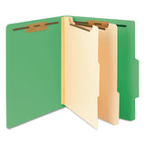 Colored Top Tab Classification Folders, 2 Dividers, Letter Size, Green, 10-box