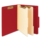 Colored Top Tab Classification Folders, 2 Dividers, Letter Size, Red, 10-box