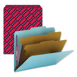 Six-section Pressboard Top Tab Classification Folders With Safeshield Fasteners, 2 Dividers, Letter Size, Blue, 10-box