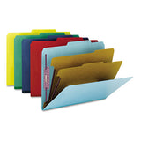Six-section Pressboard Top Tab Classification Folders With Safeshield Fasteners, 2 Dividers, Letter Size, Blue, 10-box