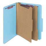 Six-section Pressboard Top Tab Classification Folders With Safeshield Fasteners, 2 Dividers, Letter Size, Blue, 10-box