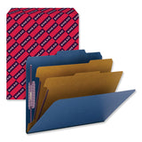 Six-section Pressboard Top Tab Classification Folders With Safeshield Fasteners, 2 Dividers, Letter Size, Dark Blue, 10-box