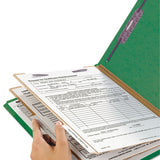 Six-section Pressboard Top Tab Classification Folders With Safeshield Fasteners, 2 Dividers, Letter Size, Green, 10-box