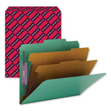 Six-section Pressboard Top Tab Classification Folders With Safeshield Fasteners, 2 Dividers, Letter Size, Green, 10-box