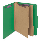 Six-section Pressboard Top Tab Classification Folders With Safeshield Fasteners, 2 Dividers, Letter Size, Green, 10-box