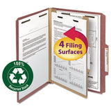 100% Recycled Pressboard Classification Folders, 2 Dividers, Letter Size, Bright Red, 10-box