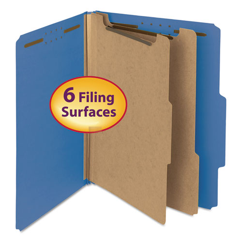 100% Recycled Pressboard Classification Folders, 2 Dividers, Letter Size, Dark Blue, 10-box