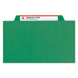 100% Recycled Pressboard Classification Folders, 2 Dividers, Letter Size, Green, 10-box
