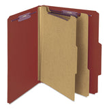 Pressboard Classification Folders With Safeshield Coated Fasteners, 2-5 Cut, 2 Dividers, Letter Size, Red, 10-box