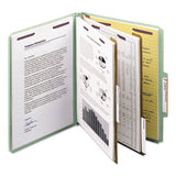 Pressboard Classification Folders With Safeshield Coated Fasteners, 2-5 Cut, 2 Dividers, Letter Size, Gray-green, 10-box