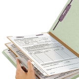 Pressboard Classification Folders With Safeshield Coated Fasteners, 2-5 Cut, 2 Dividers, Letter Size, Gray-green, 10-box