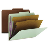 Pressboard Classification Folders With Safeshield Coated Fasteners, 2-5 Cut, 2 Dividers, Letter Size, Gray-green, 10-box