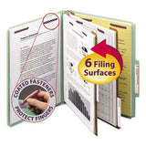 Pressboard Classification Folders With Safeshield Coated Fasteners, 2-5 Cut, 2 Dividers, Letter Size, Gray-green, 10-box