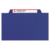 6-section Pressboard Top Tab Pocket-style Classification Folders With Safeshield Fasteners, 2 Dividers, Letter, Blue, 10-box