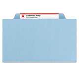 6-section Pressboard Top Tab Pocket-style Classification Folders With Safeshield Fasteners, 2 Dividers, Letter, Blue, 10-box