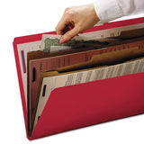 6-section Pressboard Top Tab Pocket-style Classification Folders With Safeshield Fasteners, 2 Dividers, Letter, Red, 10-box