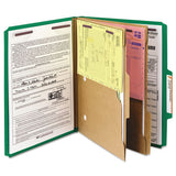 6-section Pressboard Top Tab Pocket-style Classification Folders With Safeshield Fasteners, 2 Dividers, Letter, Green, 10-box