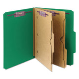 6-section Pressboard Top Tab Pocket-style Classification Folders With Safeshield Fasteners, 2 Dividers, Letter, Green, 10-box